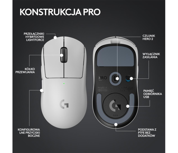 LOGITECH G PRO X Superlight 2 biały 910-006638 - 1172770 - zdjęcie 12